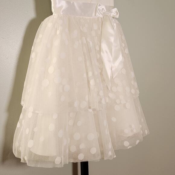 JOAN CALABRESE for Mon Cheri White Polka Dot Dress, Size 5 - Picture 6 of 11